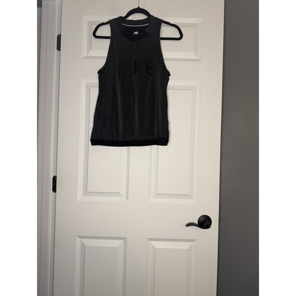 Nike Shimmer Tank Top Medium Silver Black Metallic